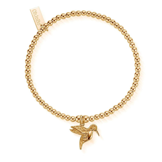 ChloBo Sterling Silver Gold-plated Cute Charm Hummingbird Bracelet