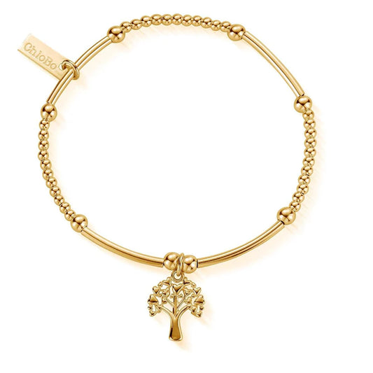 ChloBo Sterling Silver Cute Mini Heart Tree of Life Bracelet Gold-plated