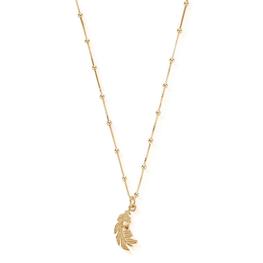ChloBo Bobble Chain Heart In Feather Necklace - Gold
