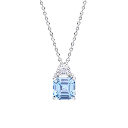 Diamonfire Square Cut Necklace Aquamarine Blue N4660