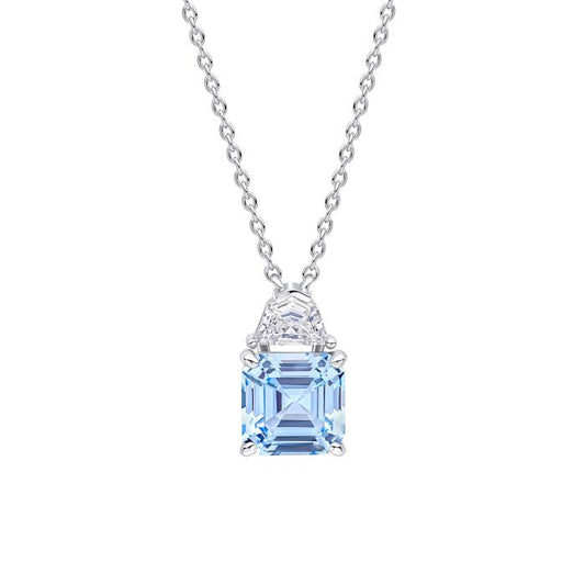 Diamonfire Square Cut Necklace Aquamarine Blue N4660