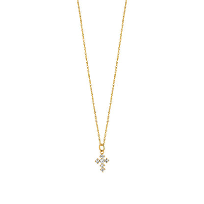 9ct Gold Lab Diamond Small Cross Pendant DP097