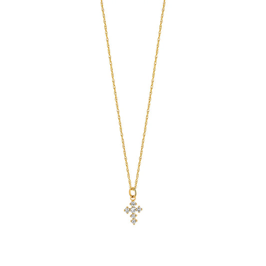 9ct Gold Lab Diamond Small Cross Pendant DP097
