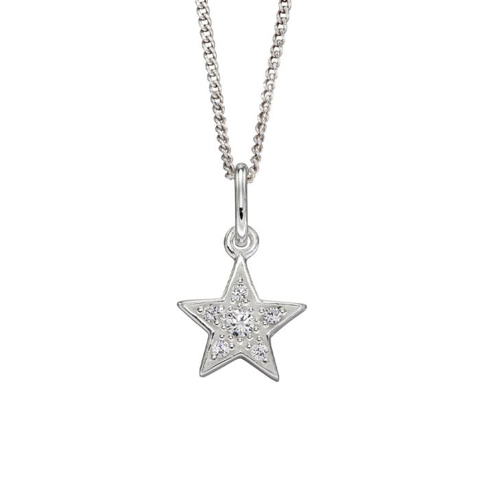 Silver Pave Set Star Pendant with Cubic Zirconia P4974C