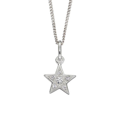 Silver Pave Set Star Pendant with Cubic Zirconia P4974C