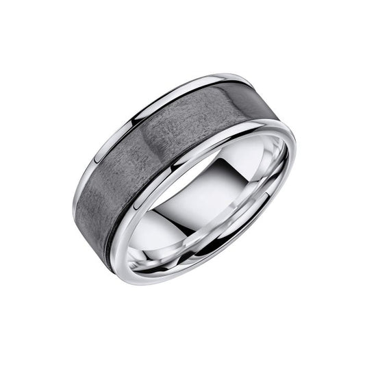 Silver Mens Brushed Centre Spinner Ring R3908