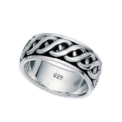 Silver Mens Celtic Spinner Ring R988