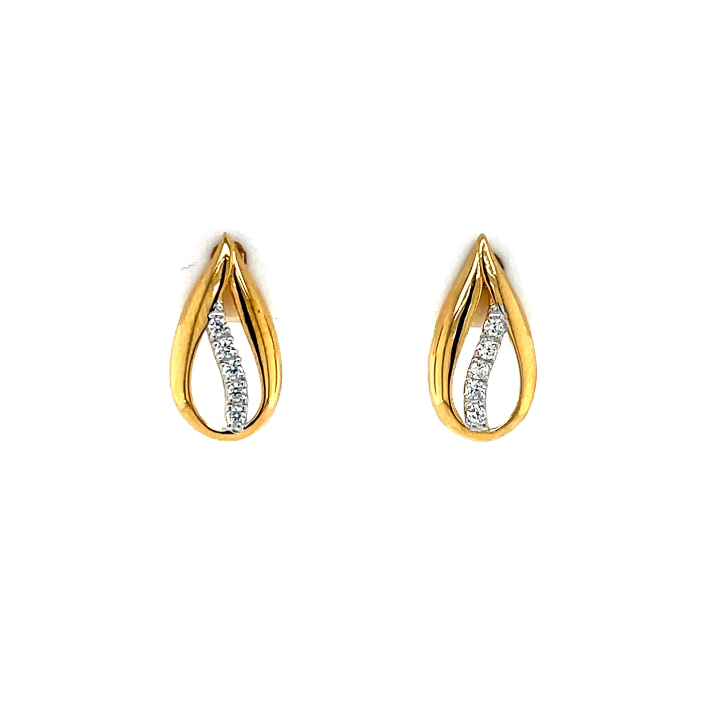 Gold-plated Silver CZ Teardrop Stud Earrings SE656