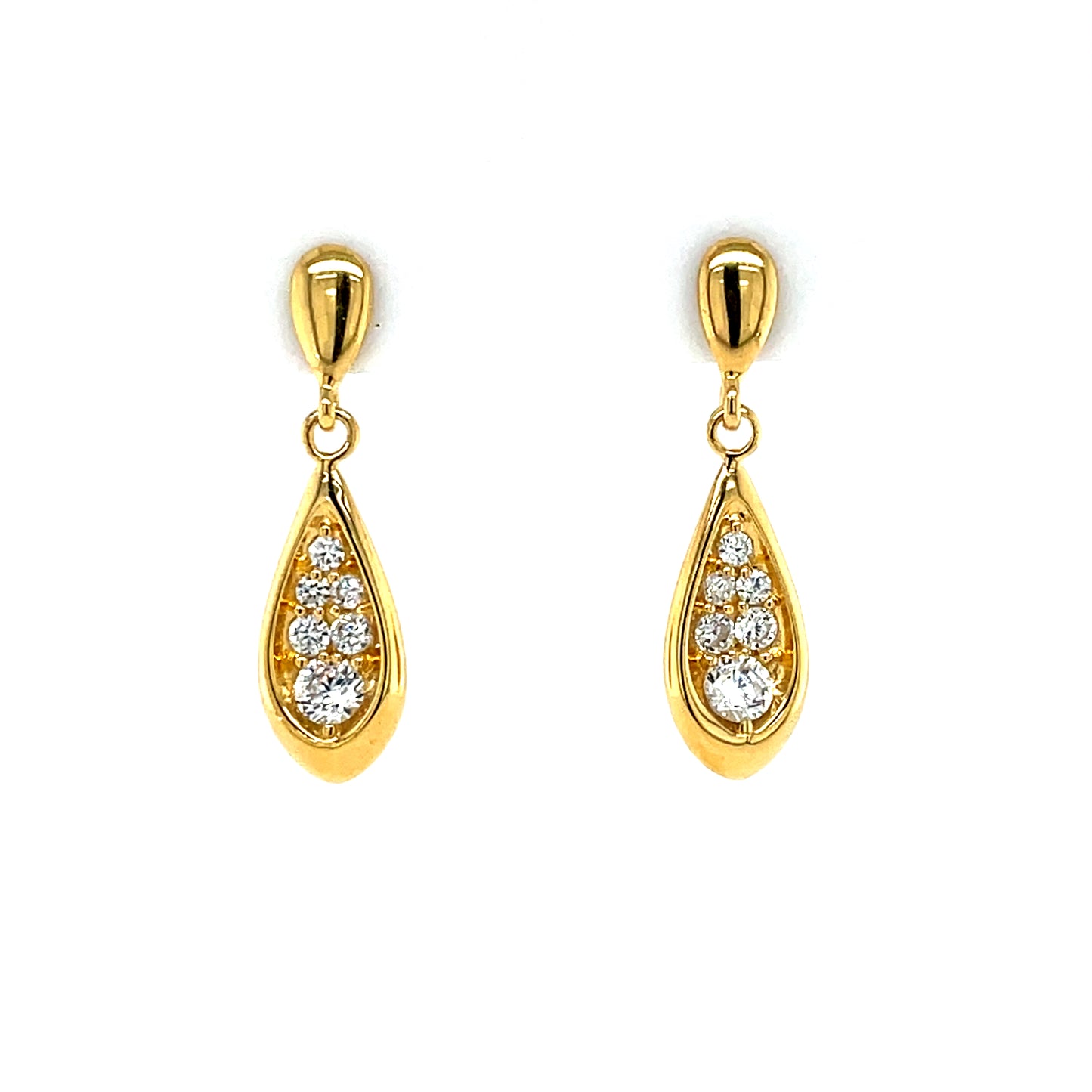 Gold-plated Silver CZ Pavé Drop Earrings SE732