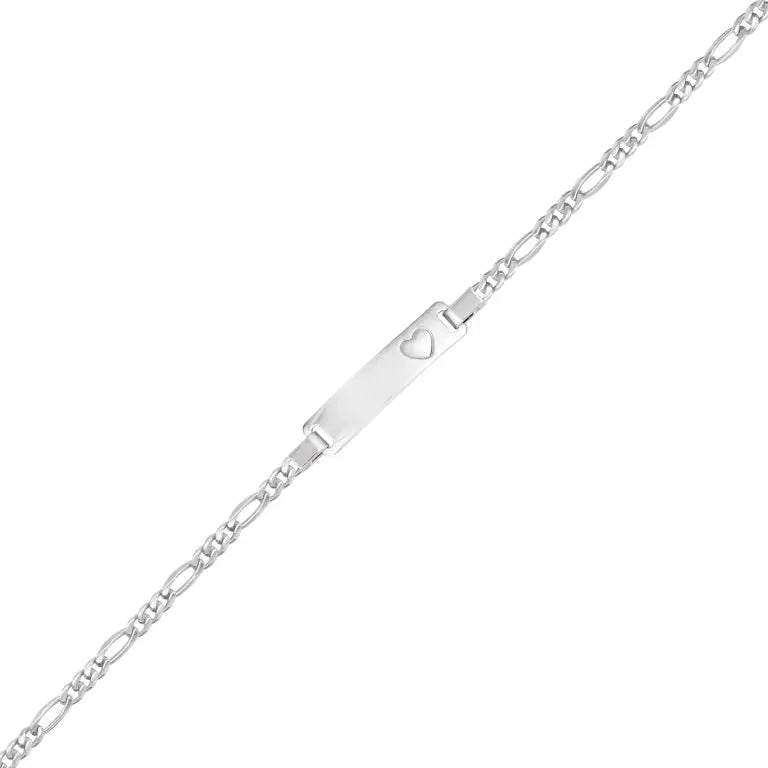 Silver 18cm Engravable Identity Bracelet with Heart SID1002
