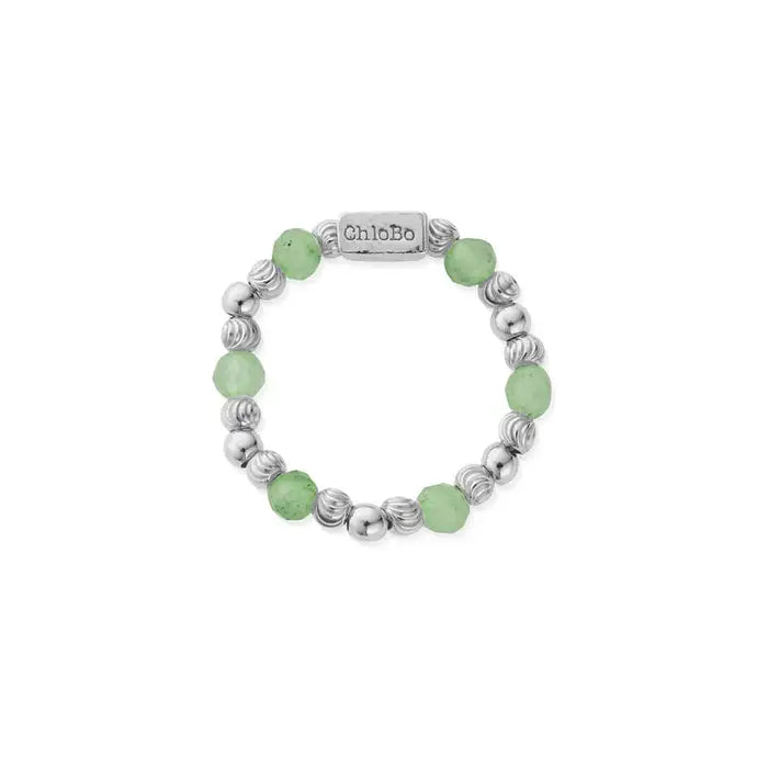 ChloBo In Bloom Silver Happiness Aventurine Ring SIBR01