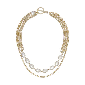 TED BAKER PARISE: Pearly Chain Multi Chain Gold Tone Necklace