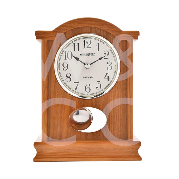 Wm Widdop Napoleon Oak Effect Quartz Mantel Clock Arch Top W2967OAK
