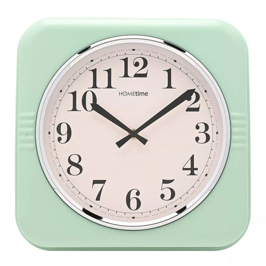Hometime Square Retro Sage Metal Wall Clock W9940