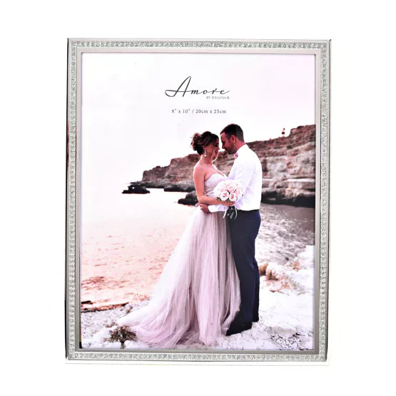 Amore Silver Plated Wedding Sparkle 8 x 10 Photo Frame WG14680