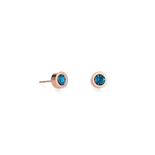 COEUR DE LION Earrings Crystal & stainless steel rose gold petrol