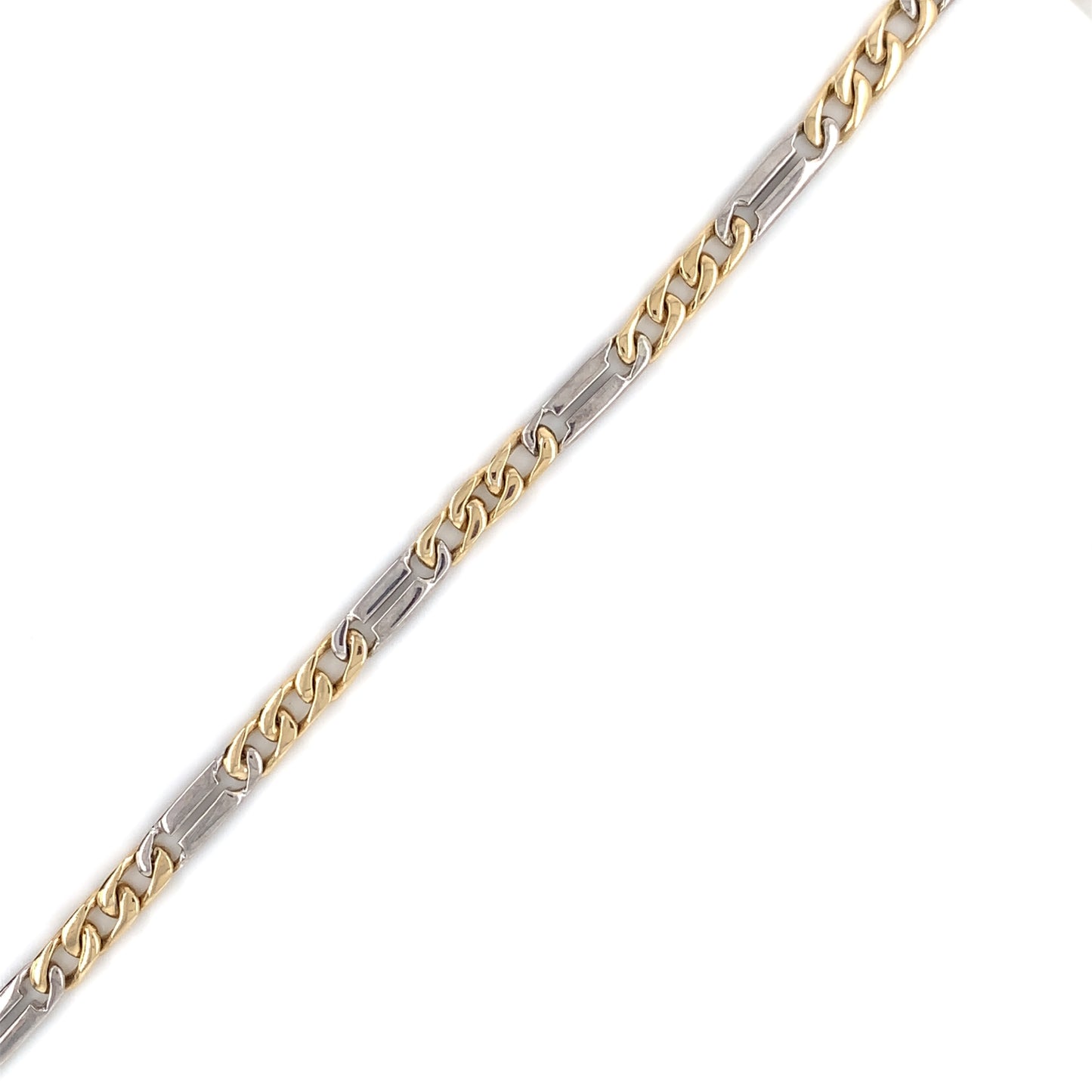 9ct Gold Two-Tone Link Figaro Bracelet GB357