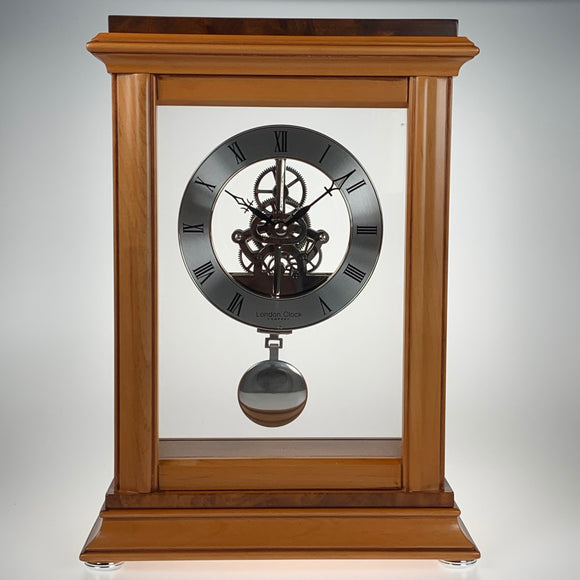London Clock Co Quartz Wooden Skeleton Mantel Clock