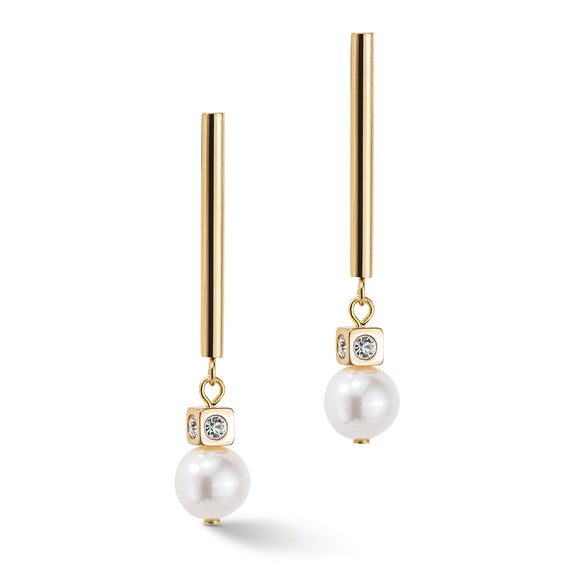 COEUR DE LION Earrings Asymmetry Freshwater Pearls & stainless steel gold