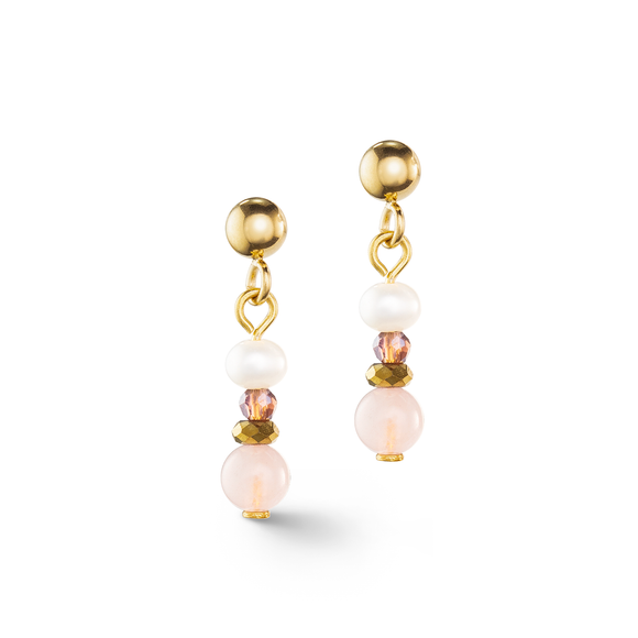 COEUR DE LION Earrings Romantic Freshwater Pearls & Rose Quartz gold