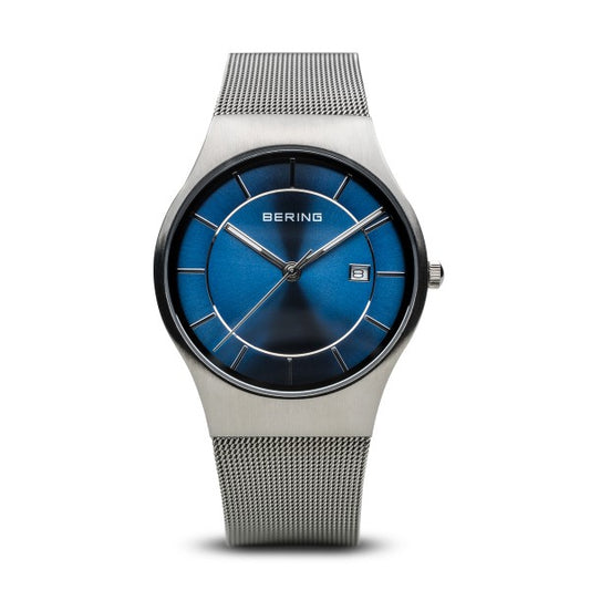 Bering Steel Blue Mesh Bracelet Watch