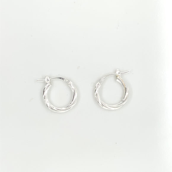 Sterling Silver 14mm Twist Hoop Earrings