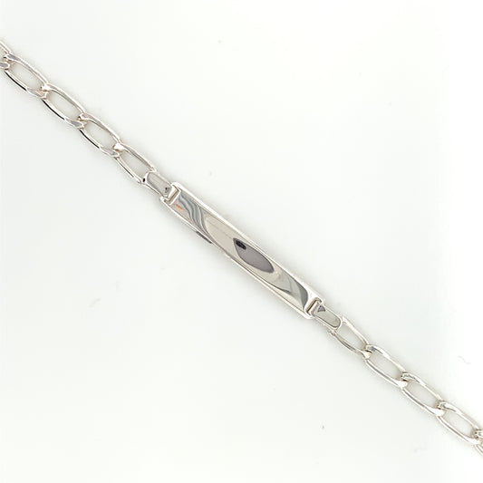 Sterling Silver 19cm Engravable Curb Identity Bracelet