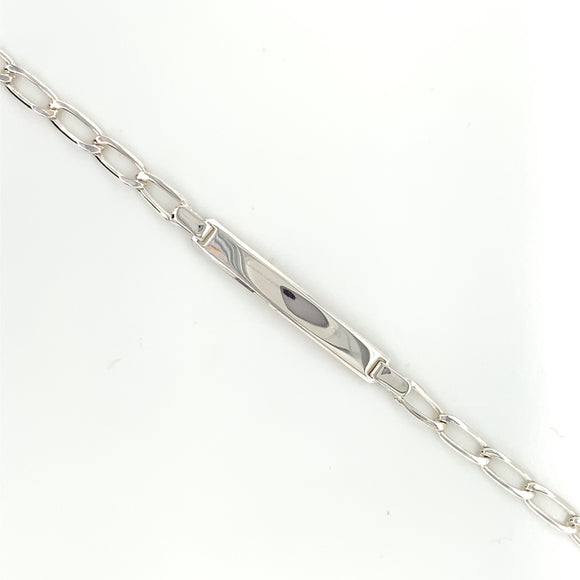 Sterling Silver 19cm Engravable Curb Identity Bracelet