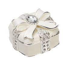Silver Plated White Bow Trinket Box 15035