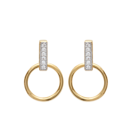 Amèlie 18ct Gold-Plated Circle Bar Drop Earrings