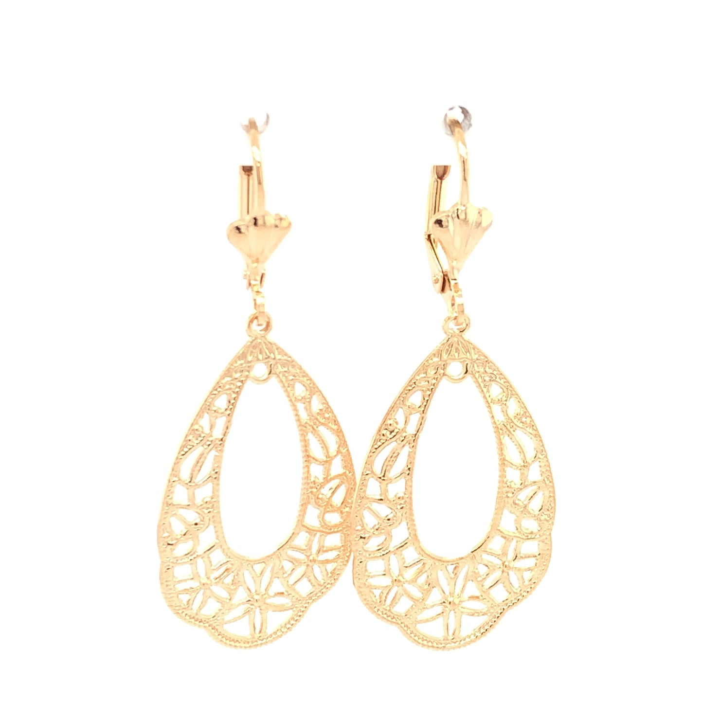 Amèlie 18ct Gold-Plated Oval Filigree Drop Earrings 1513600