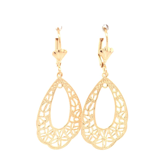 Amèlie 18ct Gold-Plated Oval Filigree Drop Earrings 1513600