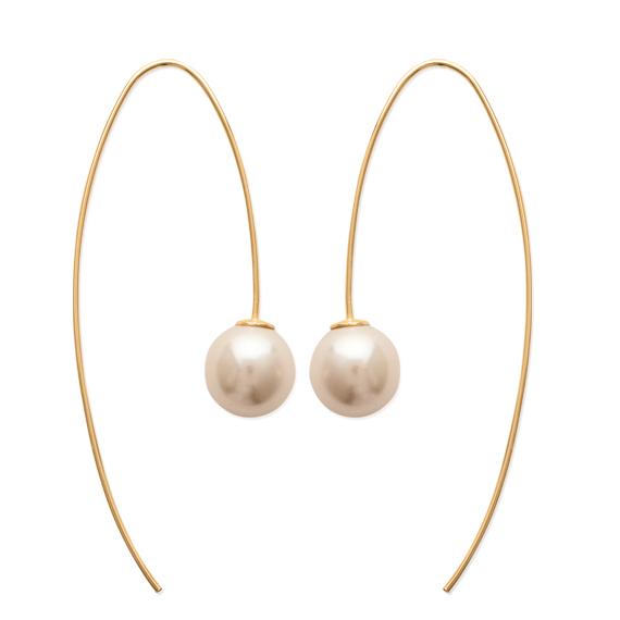 Amèlie 18ct Gold-Plated Pearl Pull Through Earrings 15367014