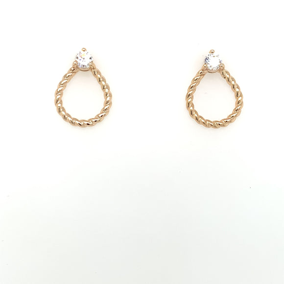 Amèlie 18ct Gold-Plated CZ Twist Teardrop Stud Earrings