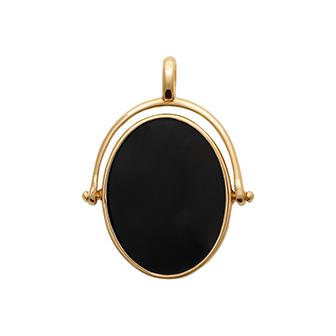 Amèlie 18ct Gold-Plated Black Enamel Fob Necklace 1771907