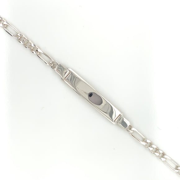 Sterling Silver 19cm Engravable Figaro Identity Bracelet