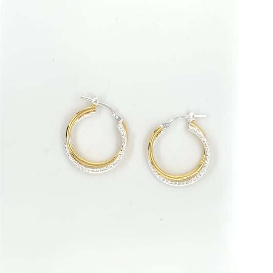 Sterling Silver Two-tone 19mm Twist Hoop Earrings 19/2T