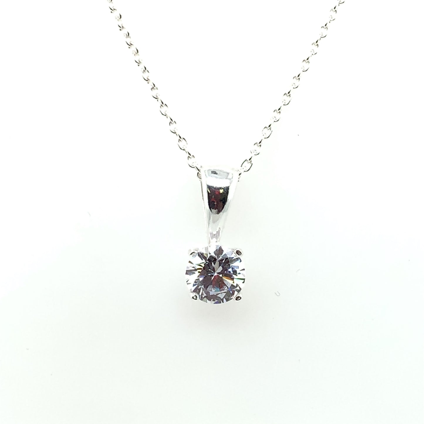 Sterling Silver 7mm CZ Solitaire Pendant 201/CZ