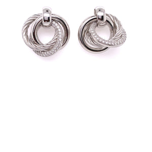 Sterling Silver Italian CZ Knot Stud Earrings