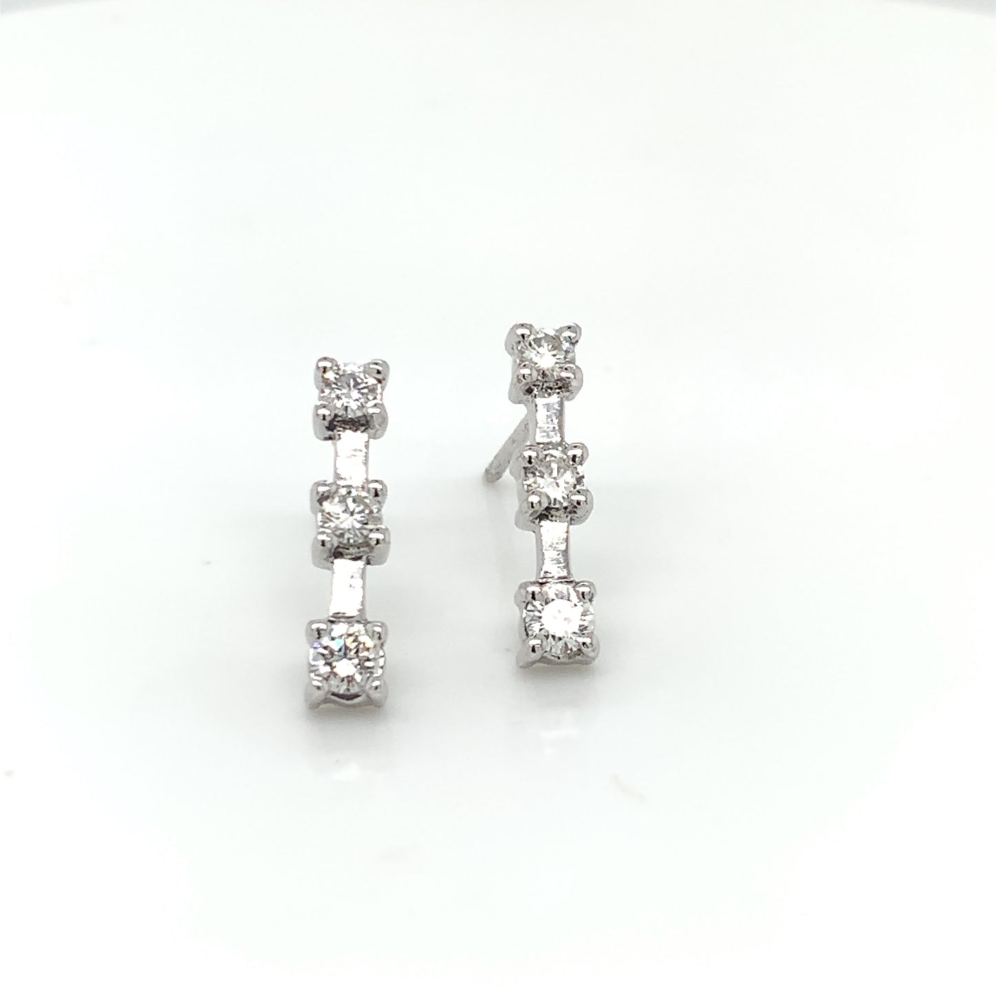 18ct White Gold Diamond Trilogy Earrings