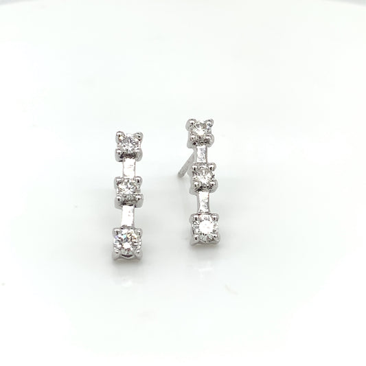 18ct White Gold Diamond Trilogy Earrings