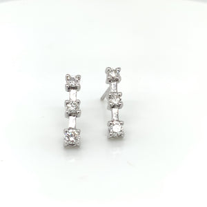 18ct White Gold Diamond Trilogy Earrings