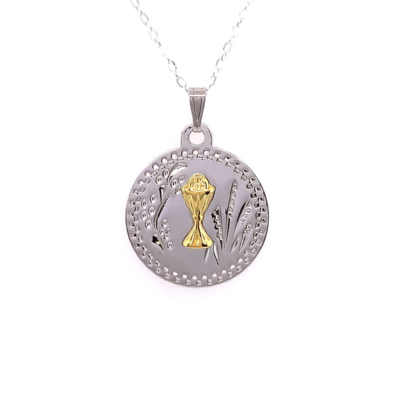 Sterling Silver Round Communion Medal 22-291021