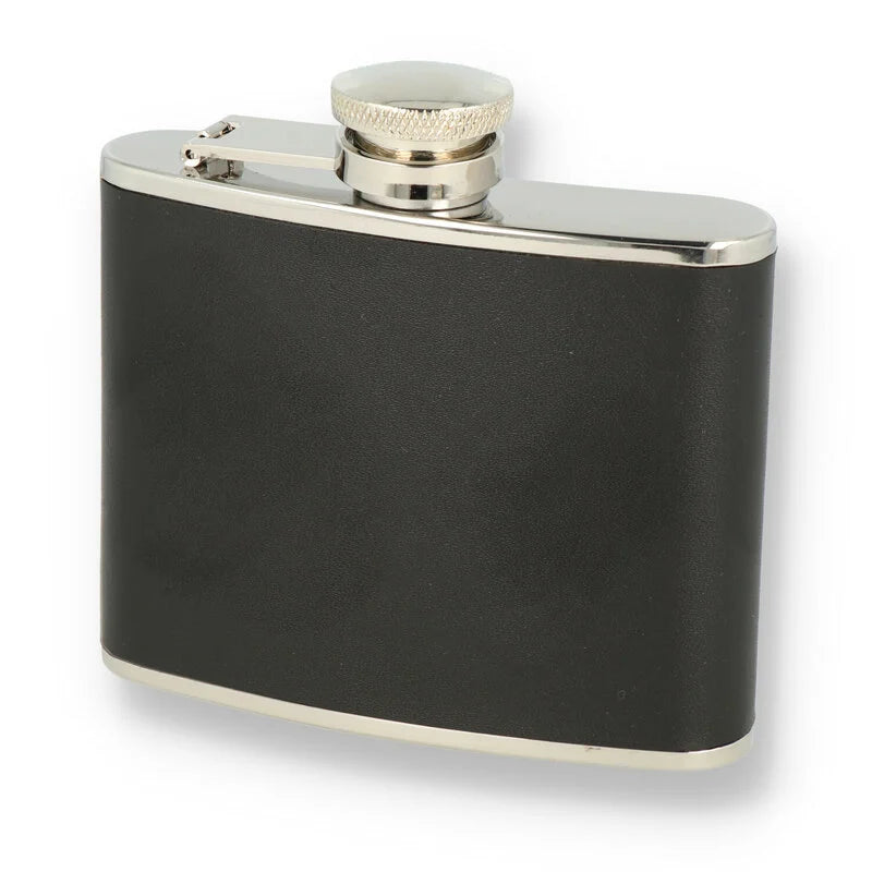 Hipflask Steel 4oz Black Leather Look 25-2000