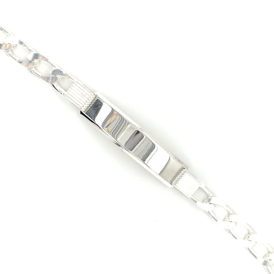 Sterling Silver 21cm Engravable Curb Identity Bracelet 25