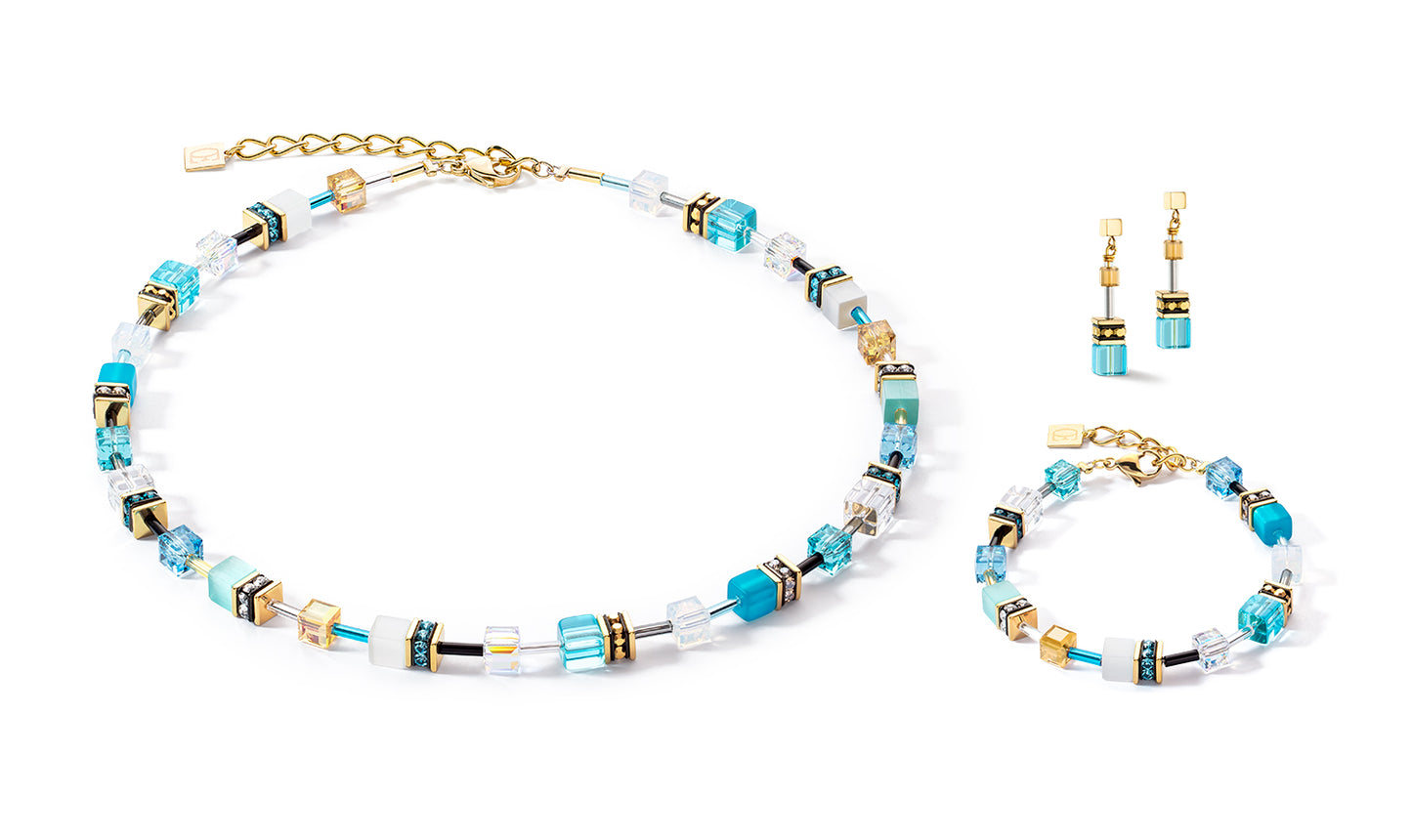 COEUR DE LION  GeoCUBE® Iconic necklace gold turquoise 2838100616