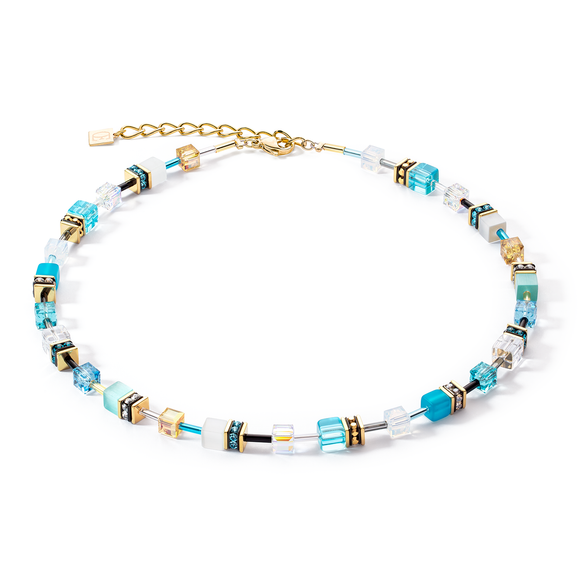 COEUR DE LION  GeoCUBE® Iconic necklace gold turquoise 2838100616