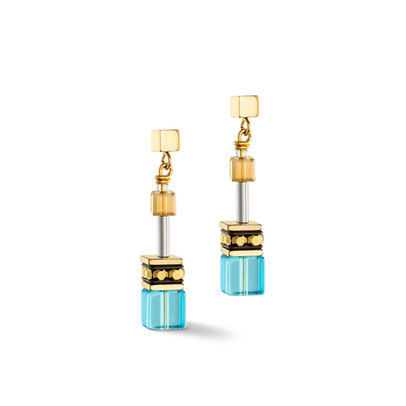 COEUR DE LION GeoCUBE® Iconic earrings gold turquoise 2838210616