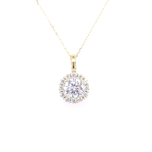 9ct Gold 10mm CZ Halo Pendant