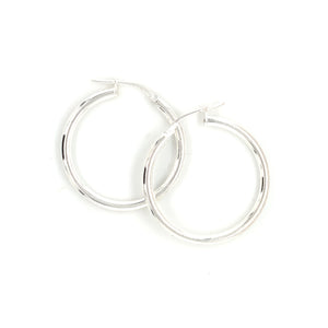 Sterling Silver 29mm Plain Hoop Earrings 29C